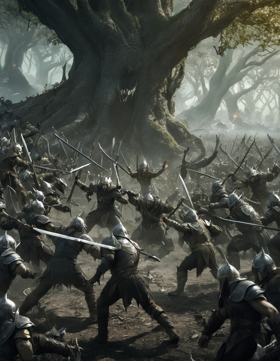 fantasy, battle, elves, orcs, middle-earth, john tolkien, tolkien