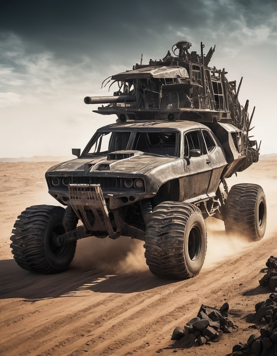 post-apocalyptic, mad max, vehicles, wasteland, dust, destruction