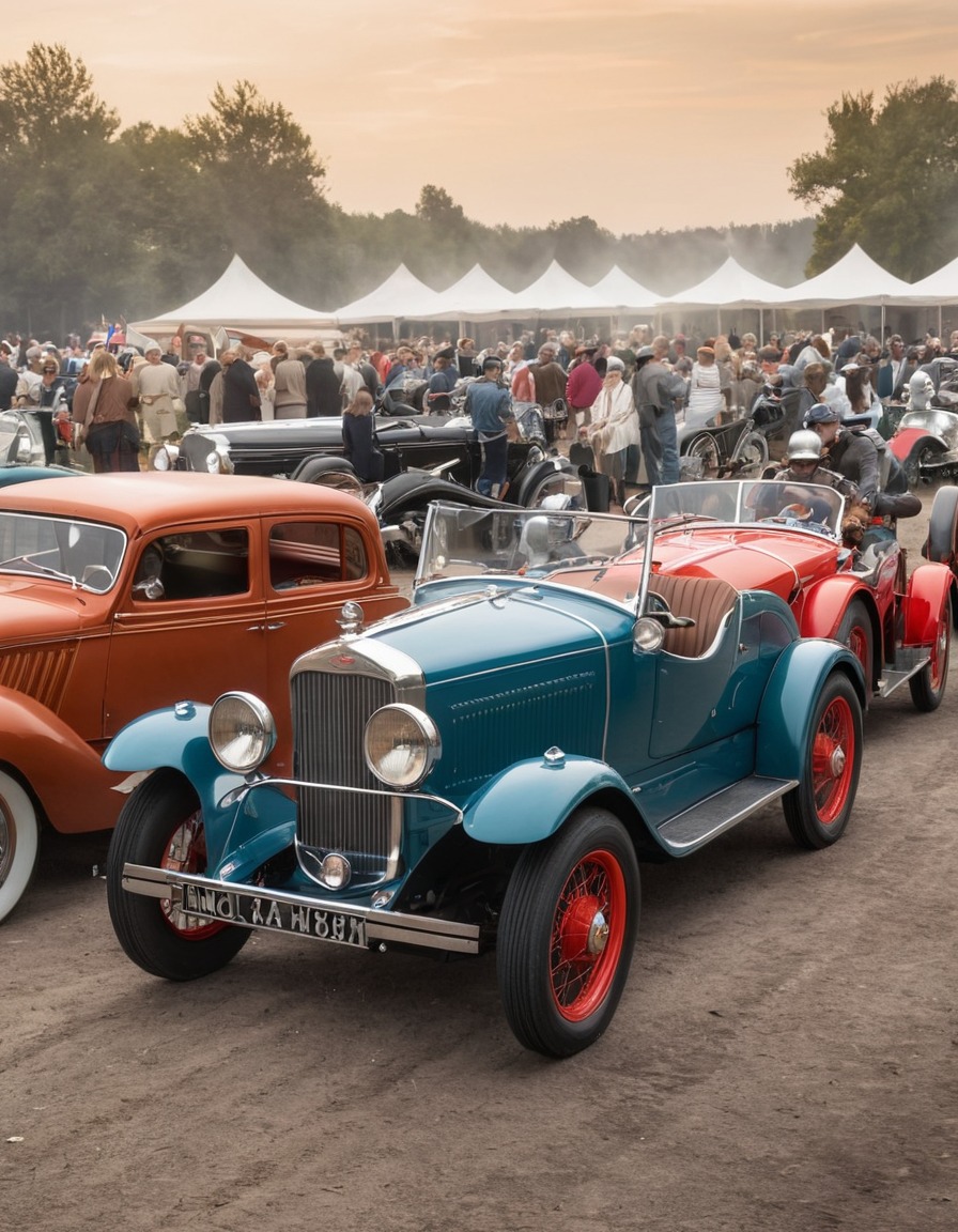 vintage cars, motorcycles, car show, classic vehicles, retro aesthetics