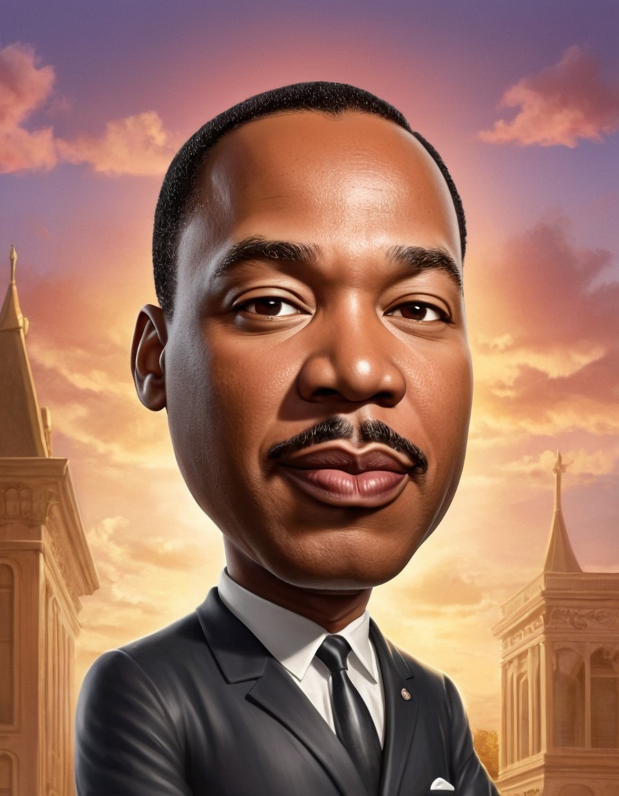 caricature, martin luther king jr., humor, exaggerated features, funny