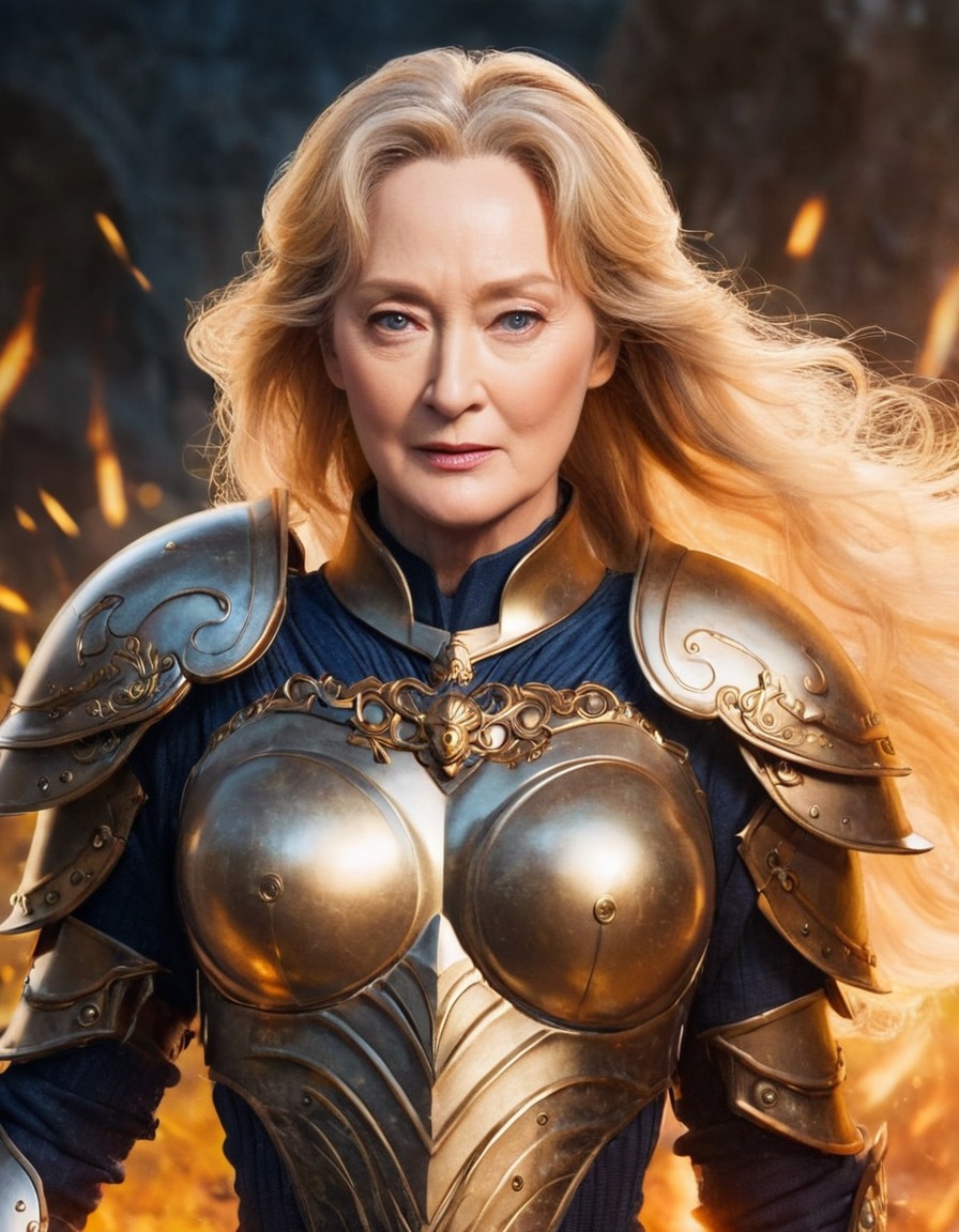 meryl streep, anime, warrior, fantasy, magic, armor