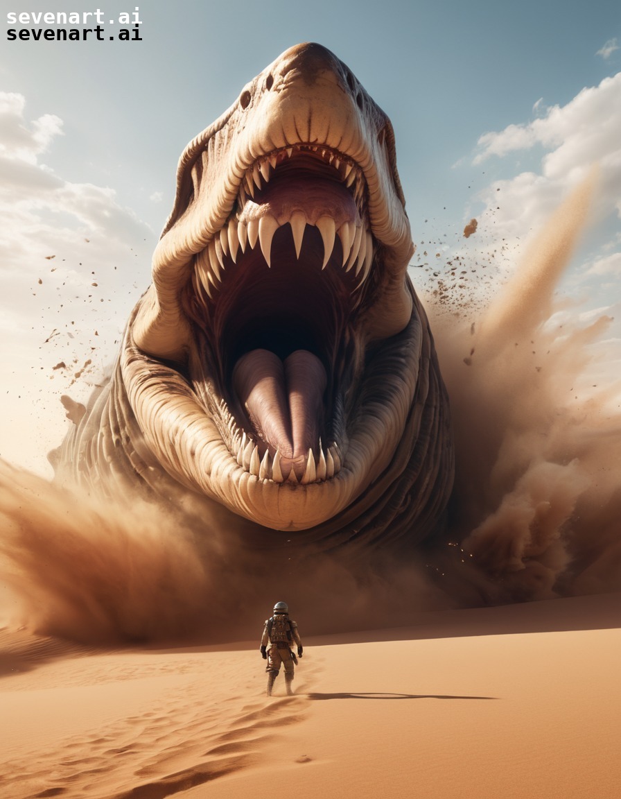 fantasy, monster, desert, dramatic, sandworm, dune