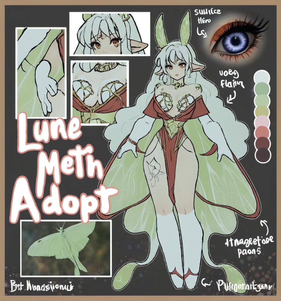 adoptable, adoptables, adopts, anthro, character, characterdesign, concept, design, fluffy, humanoid, insect, lunamoth, monstergirl, original, originalcharacter, luna_moth, adotable, adoptablesopen, mothadopt, mothgirl, moth_girl