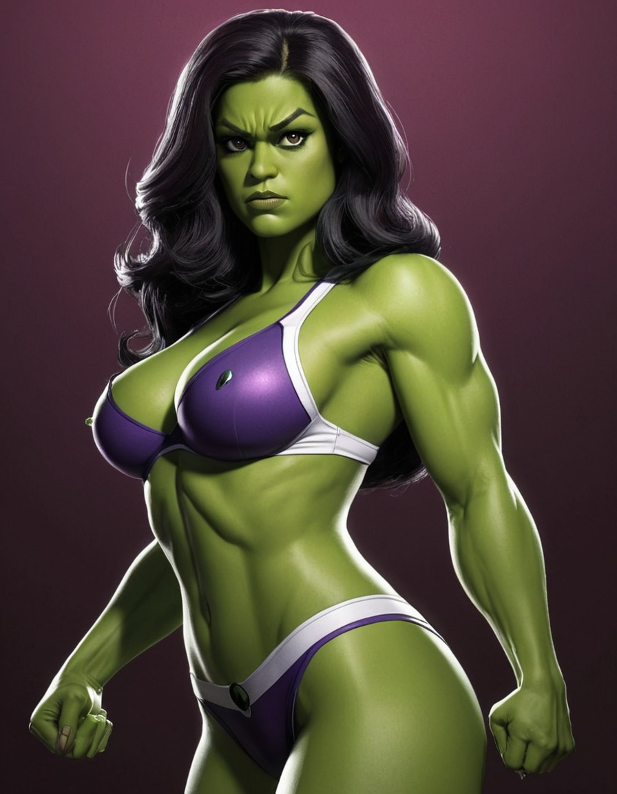 she-hulk, superhero, powerful, confidence, sexy, painted