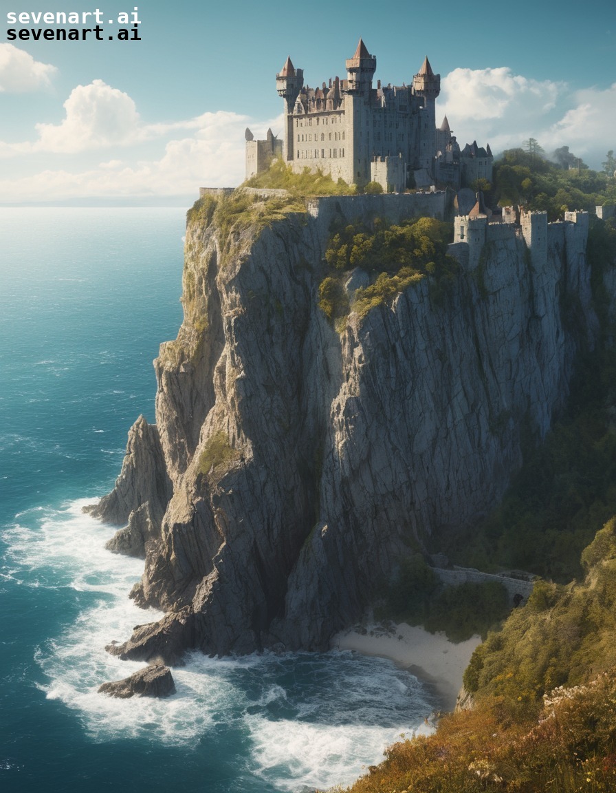 castle, historic, cliff, sea, architecture