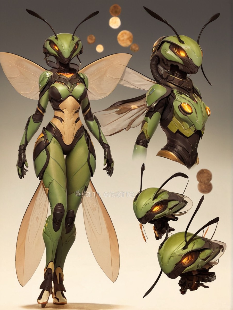 adoptable, characterdesign, charactersheet, exoskeleton, insectgirl, ai_generated, stablediffusion, automatic1111, scorpianpp