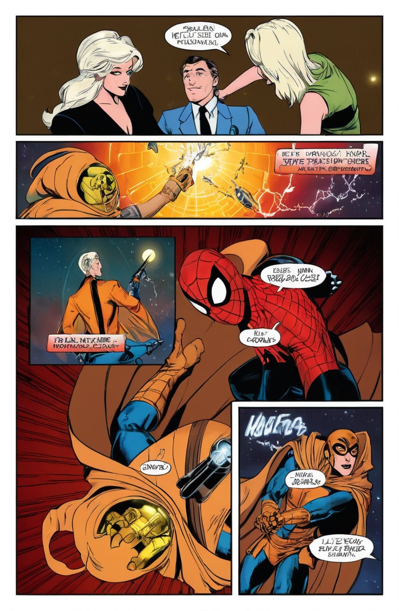 comic, superhero, spiderman, fanfiction, fanart, superheroine, feliciahardy, fight, flashthompson, halloween, hobgoblin, spidergirl, maydayparker, weswestin