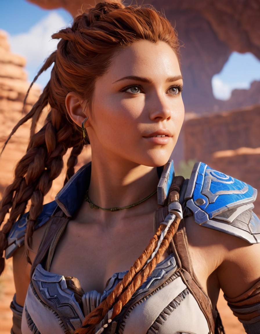 aloy, horizon zero dawn, action, gaming, playstation, adventure, female protagonist