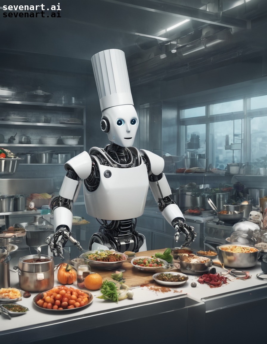 robot, chef, preparation, feast, kitchen, robots