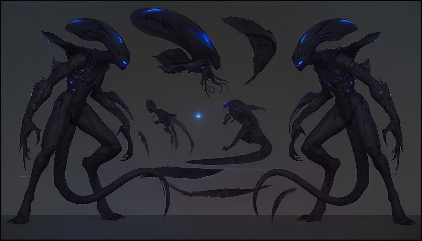 alien, black, blue, custom, design, ref, reference, xeno, xenomorph