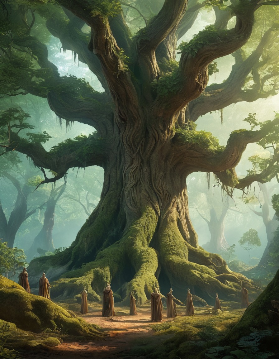 ents, tree-like creatures, ancient beings, forest council, john tolkien, tolkien