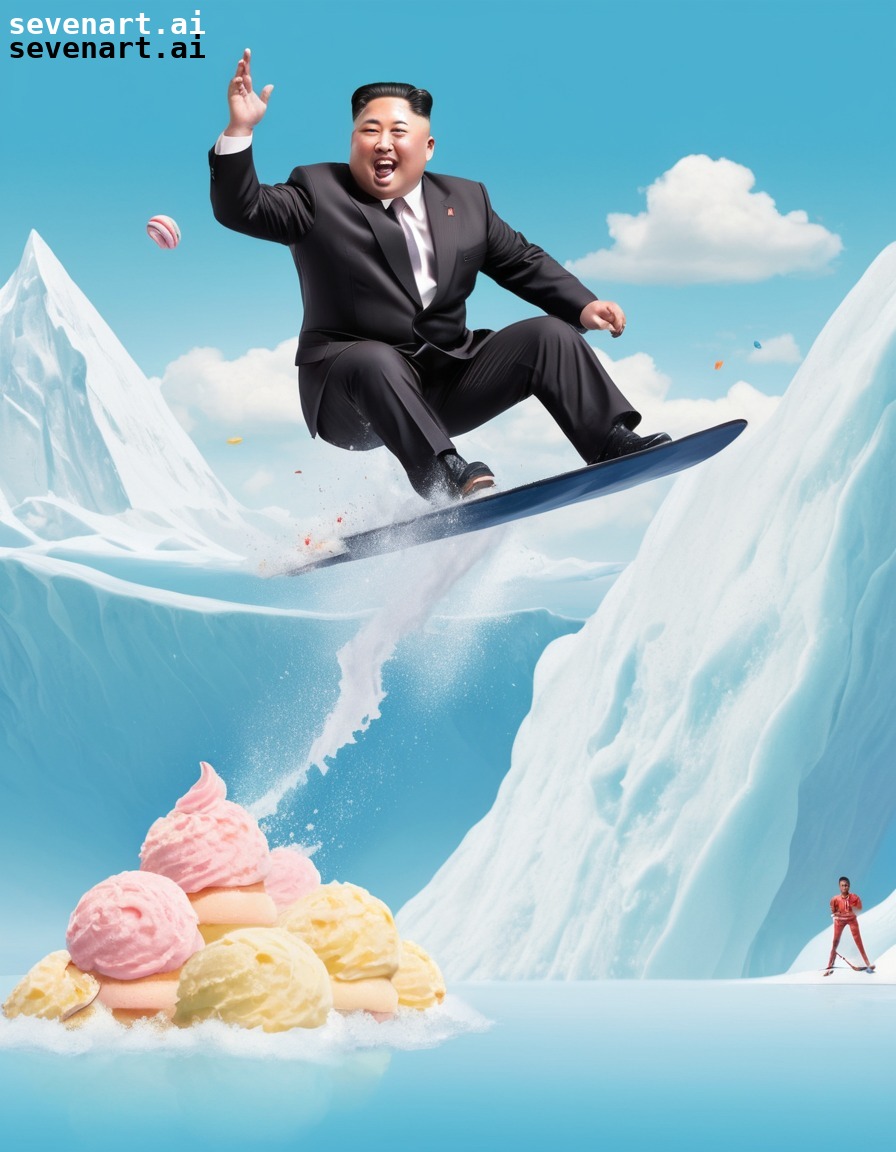 whimsical, surreal, ice cream, dictator, humor, kim jong-un, north korea