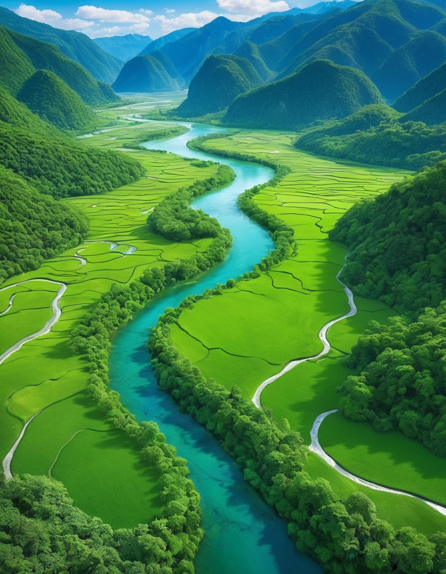 nature, river, valley, landscape, serene