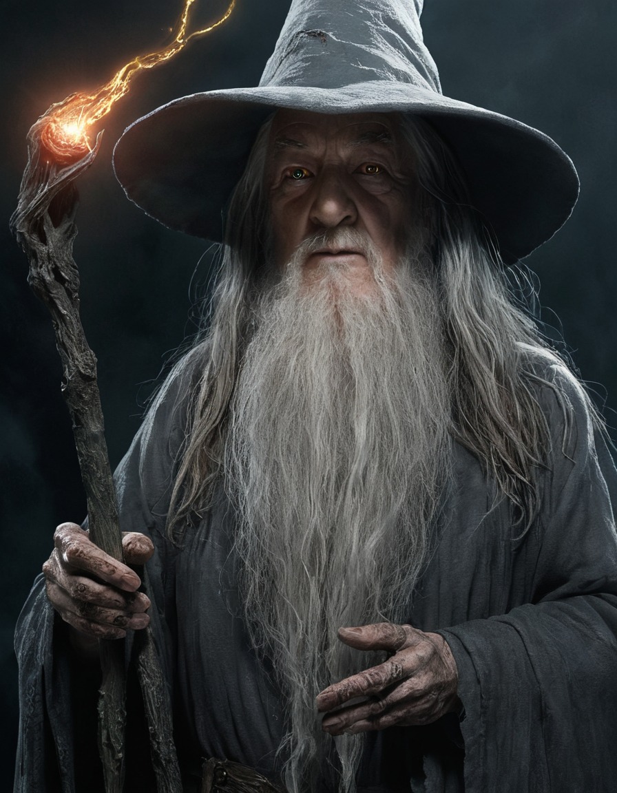 gandalf, wizard, the lord of the rings, magic, fantasy, glowing eyes, decaying skin, zombie