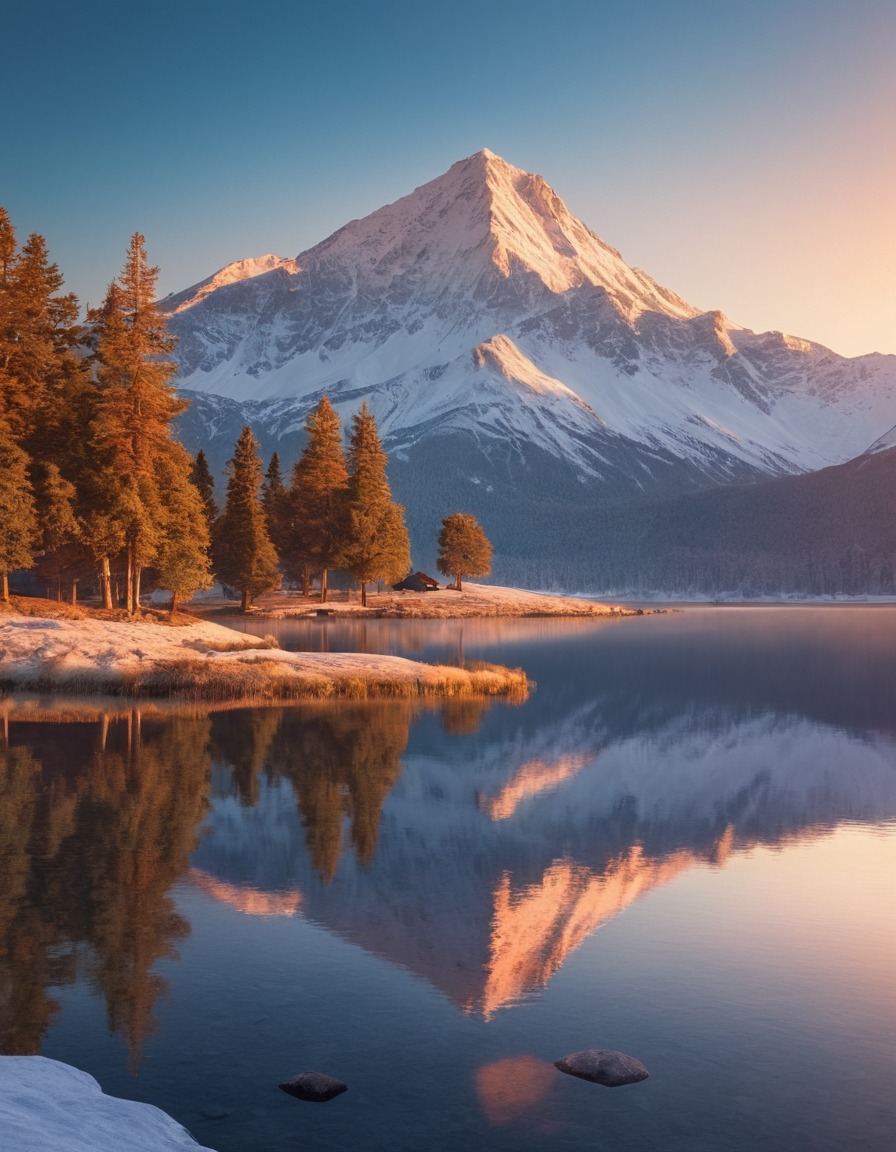 nature, lake, mountain, reflection, tranquility, dawn