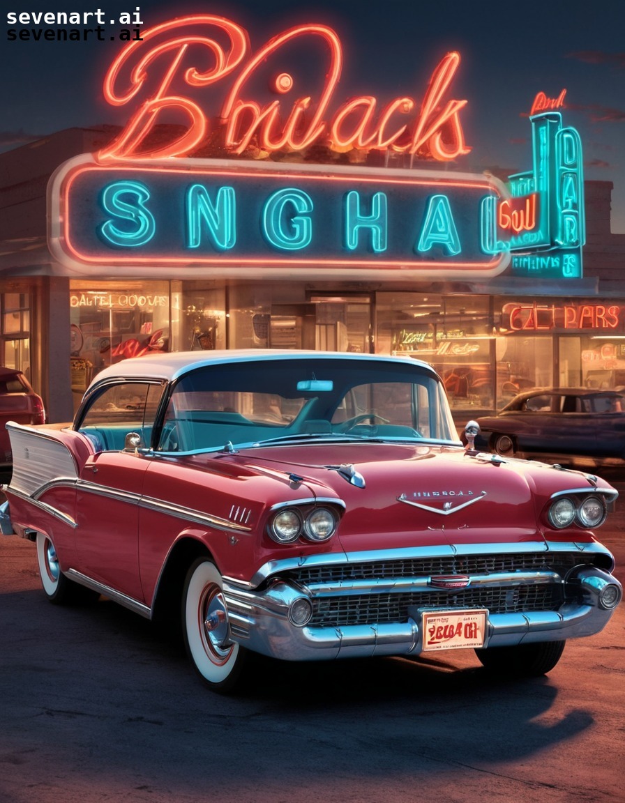 retro, americana, advertisement, classic cars, neon signs, usa