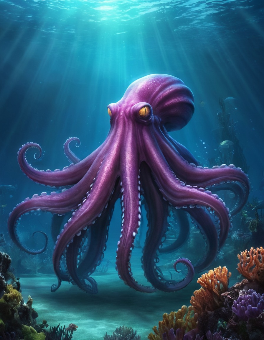 ocean, monsters, tentacles, deep sea, aquatic creatures, horror, underwater landscape, lovecraft, howard lovecraft