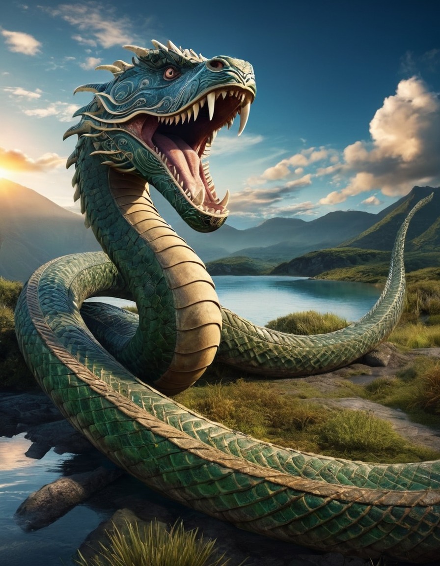 landscape, majestic, taniwha, māori mythology, mythical creature