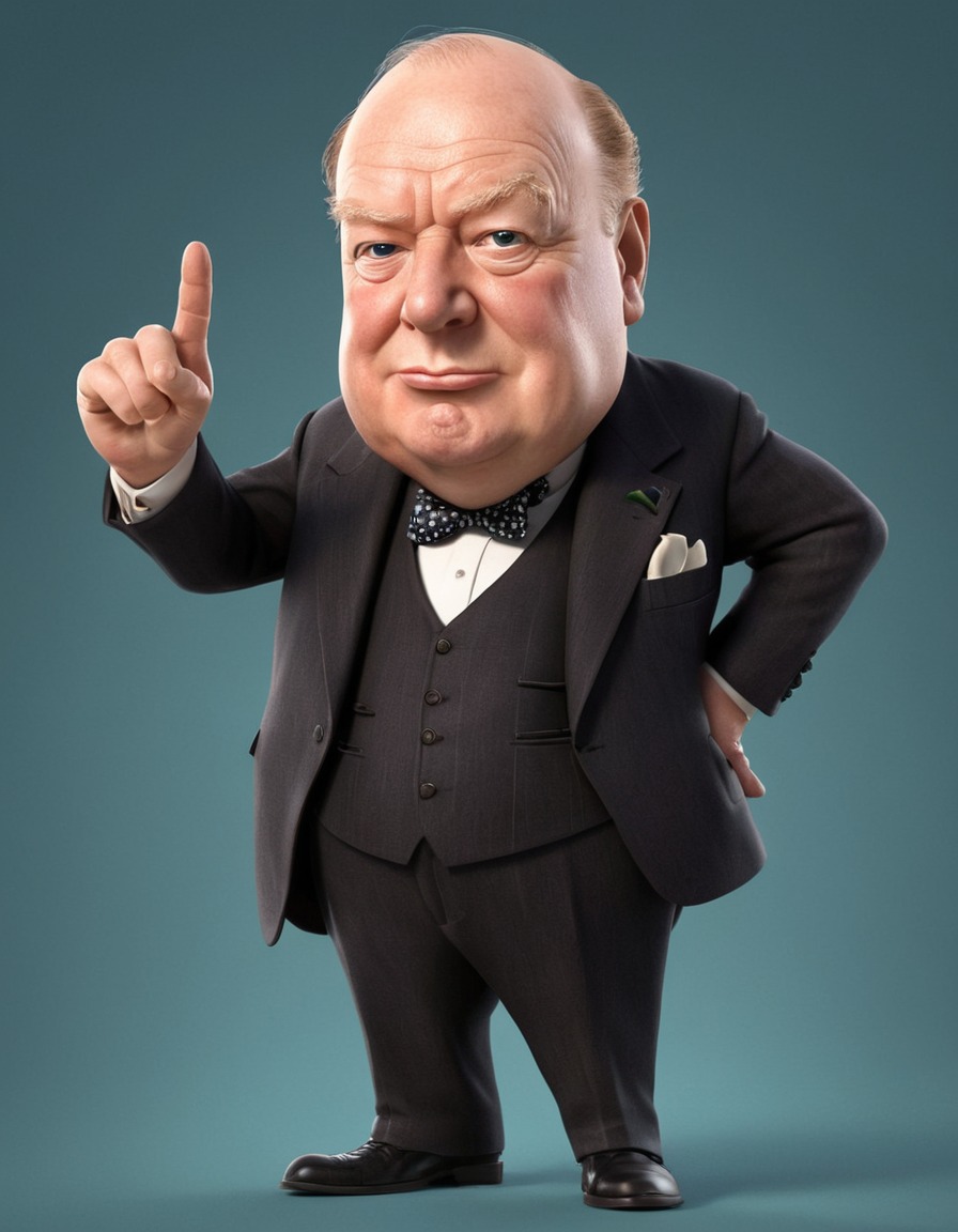 caricature, winston churchill, humor, portrait, funny