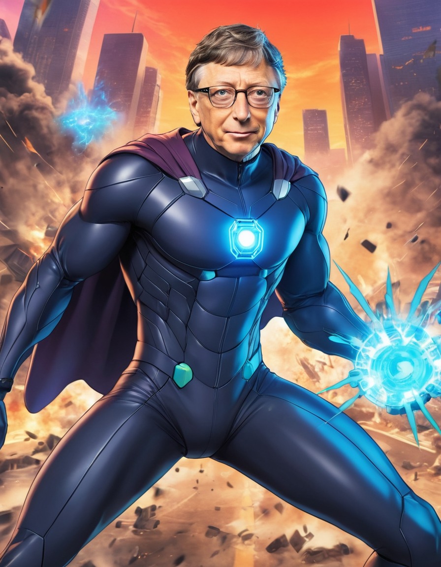 bill gates, anime, superhero, technology