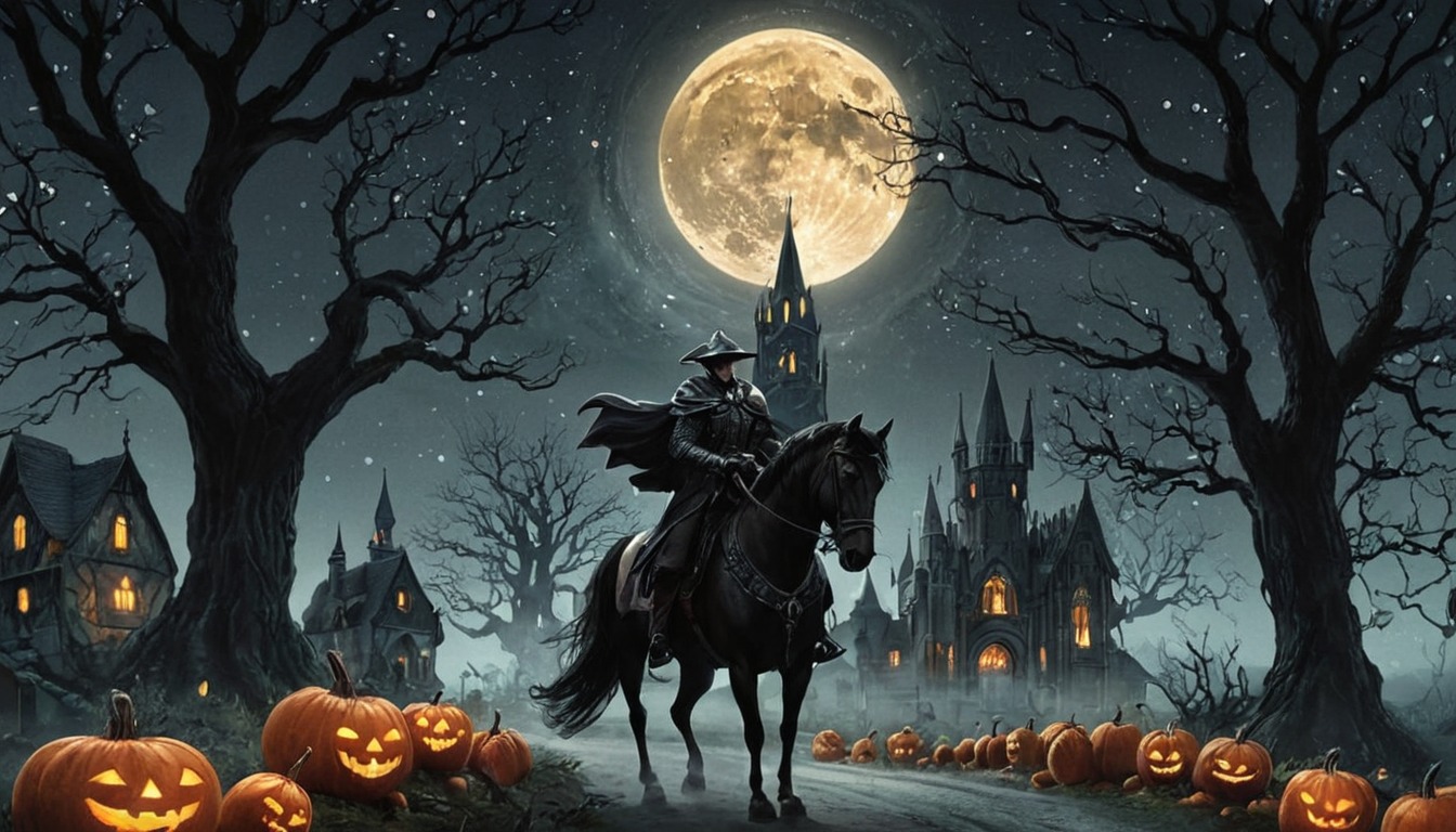 digitalart, horror, spooky, halloween, cemetery, wallpaper, gothic, horse, spirit, portrait, magic, digitalpainting, witch, pumpkinspice