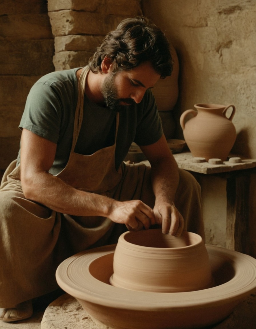 ancient greece, pottery, potter's wheel, craftsmanship, ceramics, 600 bc, traditional art