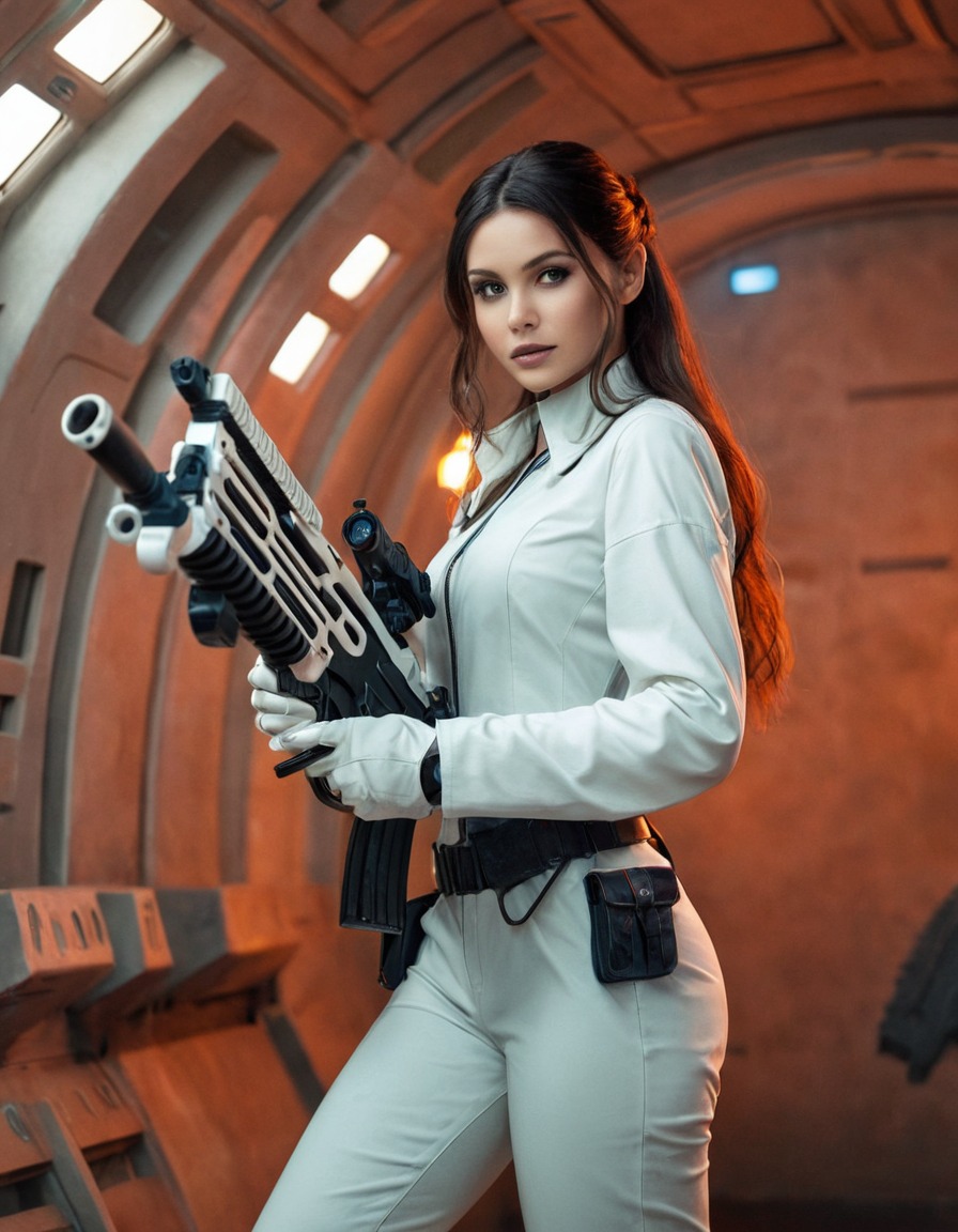 scifi, cosplay, space, gun, spaceship, beautifulwoman, astronautgirl