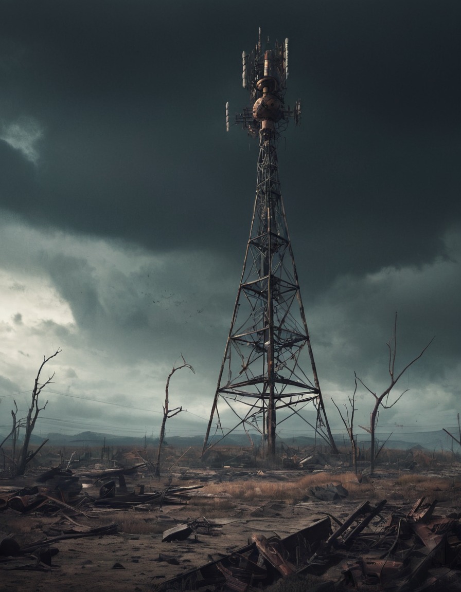 apocalyptic, radio tower, storm, communication, desolate, fallout, games, tv shows, amazon prime