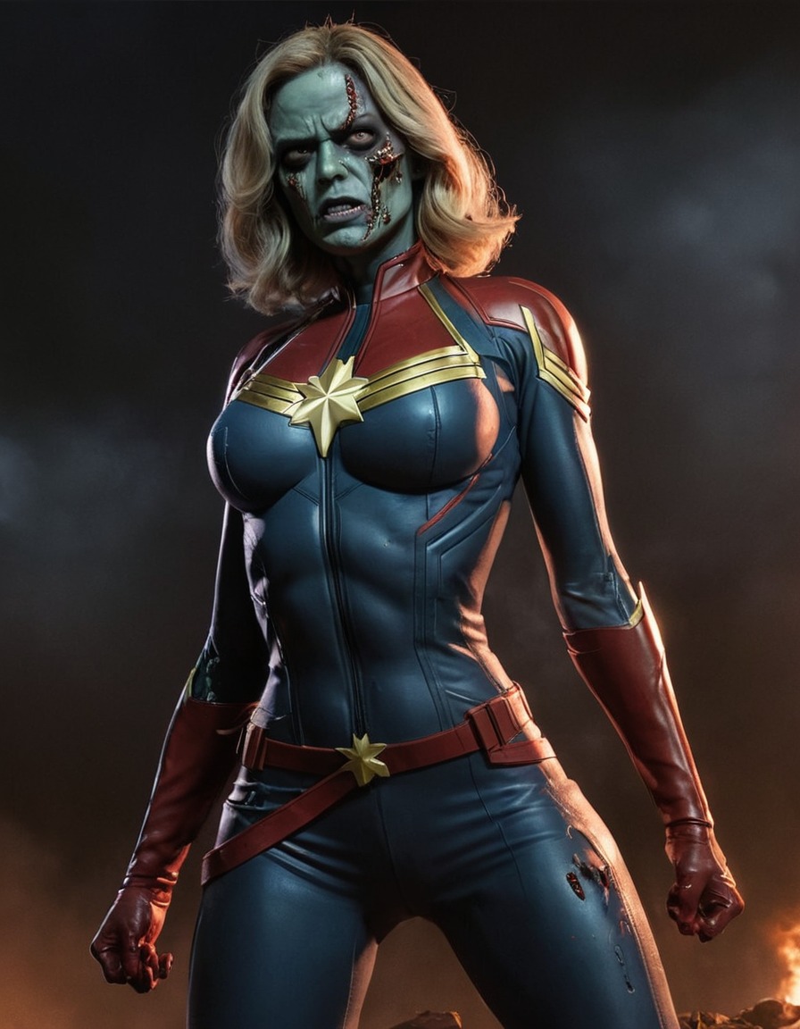 zombie, captain marvel (marvel comics), undead, superhero, horror