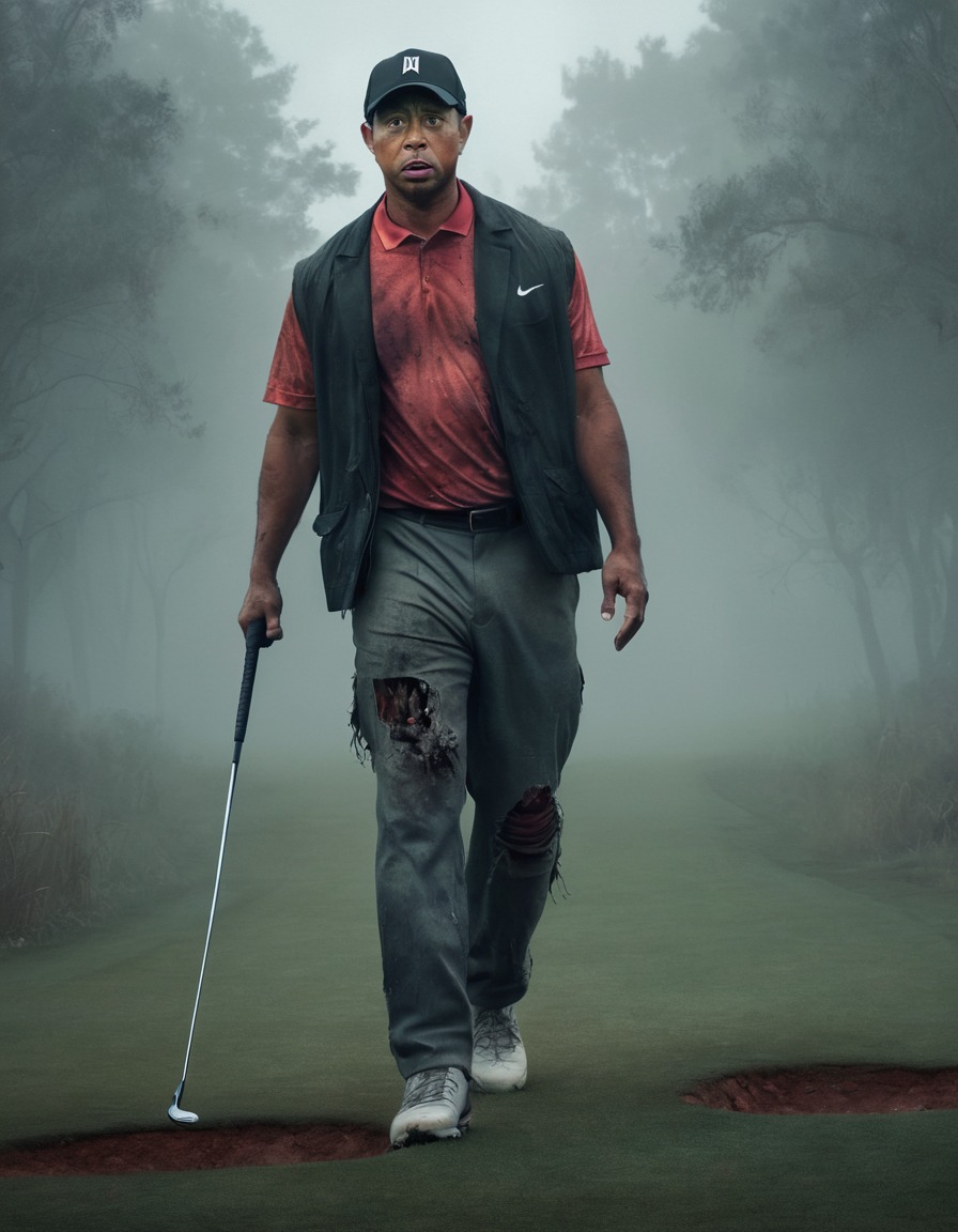 tiger woods, zombie, golf course, horror, athlete, celebrities