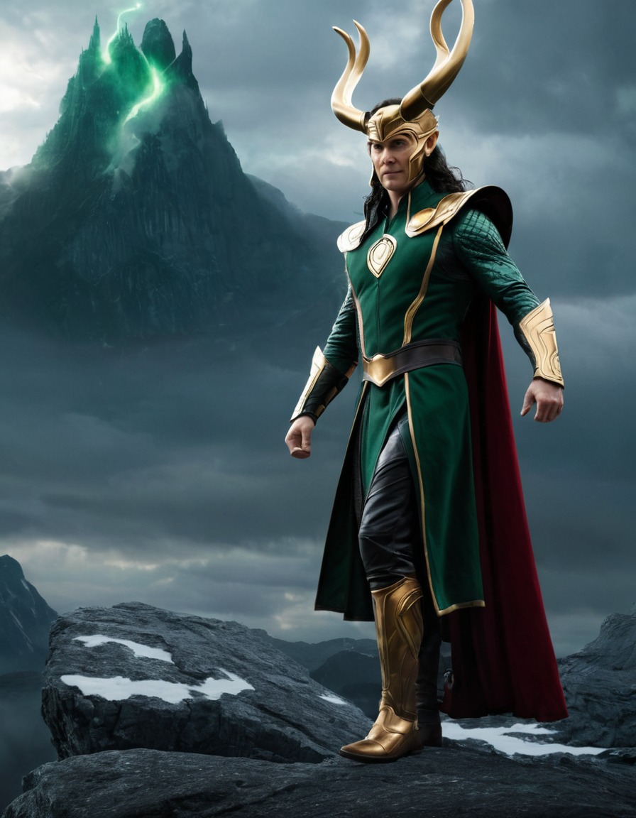 loki, norse mythology, marvel, god of mischief, epic scene, deity