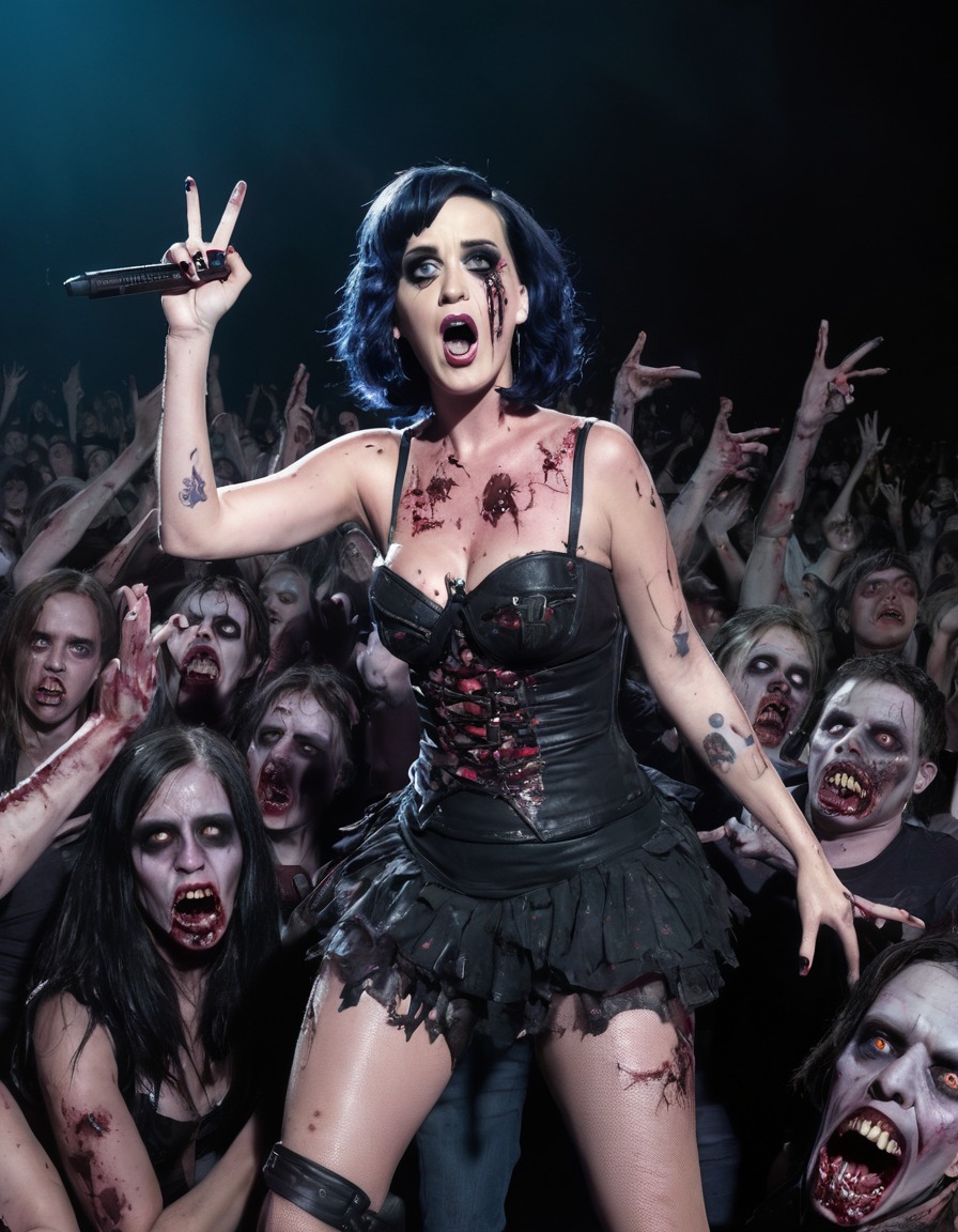 katy perry, zombie, rockstar, music, undead fans, concert, celebrities