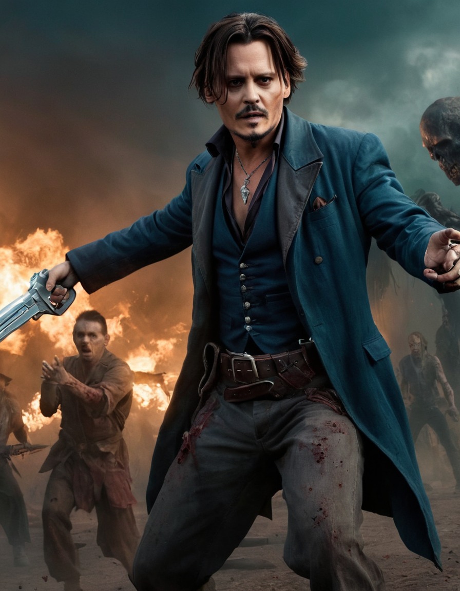 johnny depp, zombie, horror, fight scene, special effects, undead, celebrity