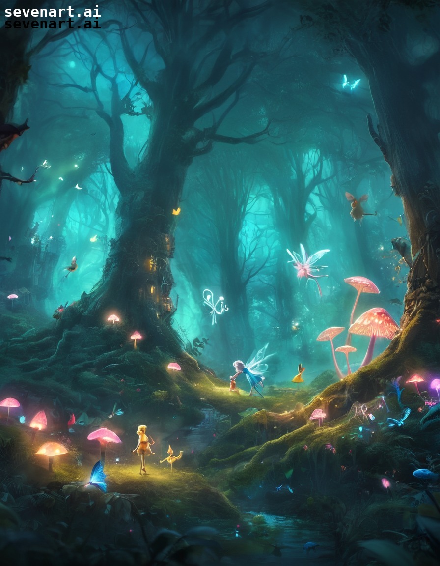 mystical, forest, fairies, talking animals, fantasy