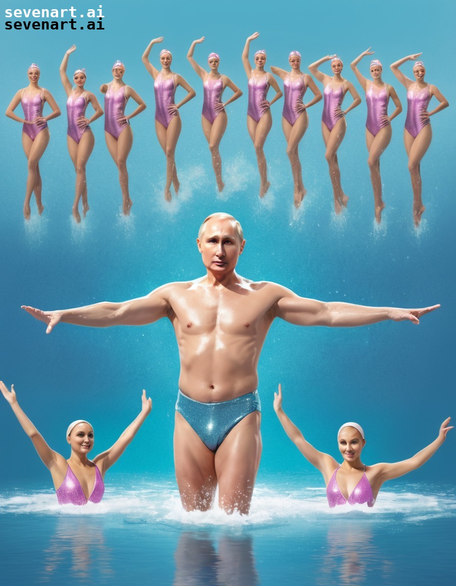 funny, vladimir putin, synchronized swimming, sparkly swimsuit, unexpected, putin, russia, russian president