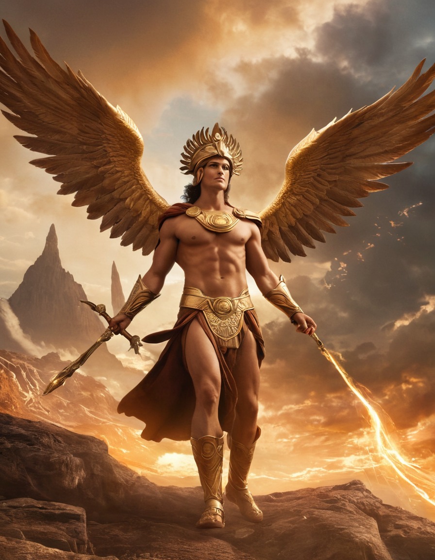 hermes, greek mythology, mythological scene, divine messenger, olympian god, epic poetry, messenger of the gods