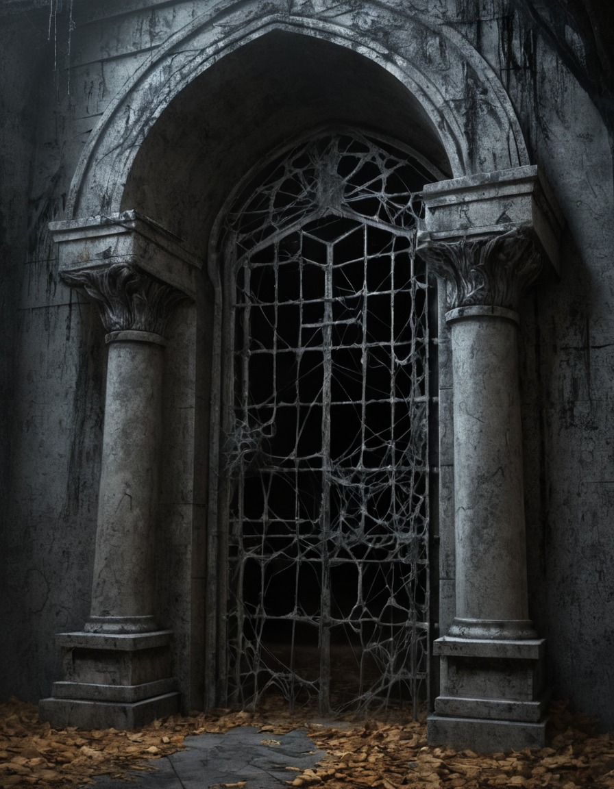 mausoleum, crypt, cobwebs, decay, architecture, spooky, abandoned, gothic, underground, dark