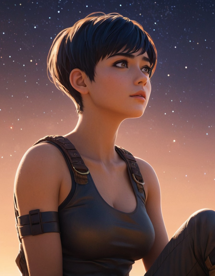 furiosa, movie character, mad max, starry sky, longing, hope