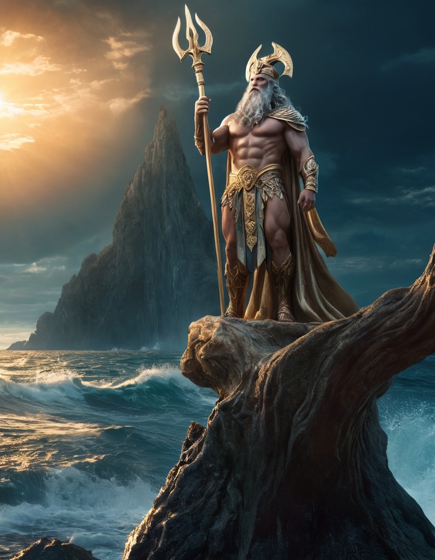 poseidon, greek mythology, god, epic, power, ocean, mythological scene