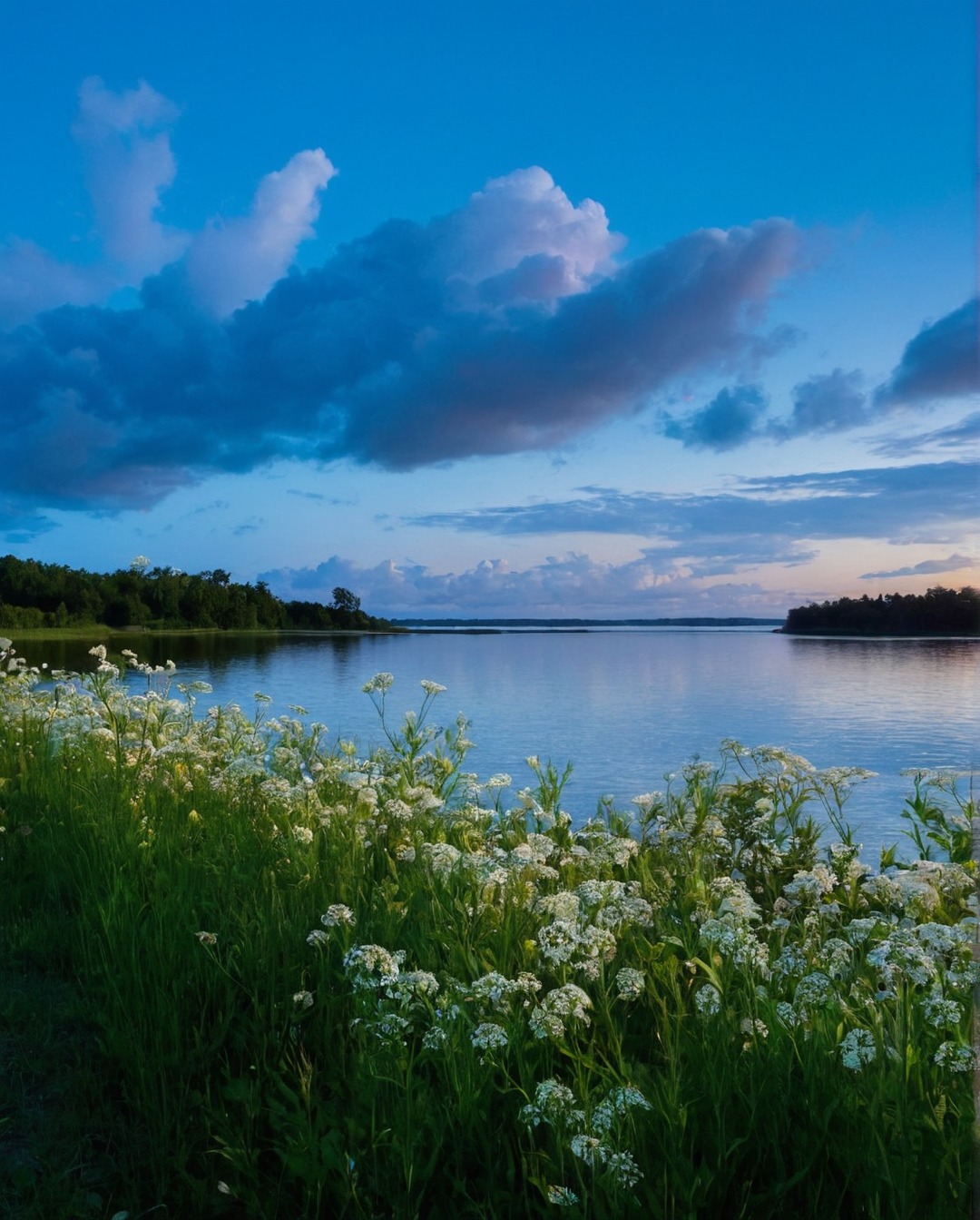 suomi, finland, summer nights, blue hour, evening light, sunset, moon