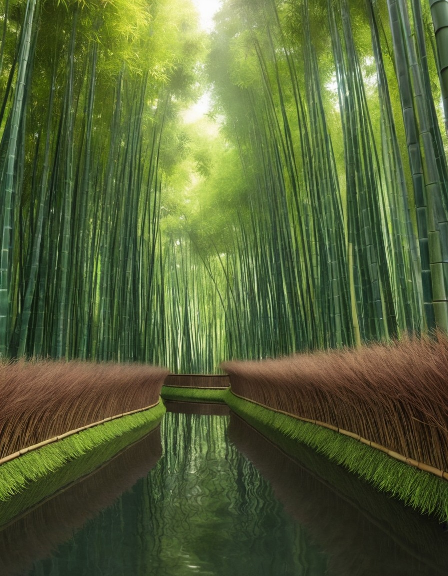 bamboo forest, nature, landscape, beautiful scenery, greenery, asia, plant life