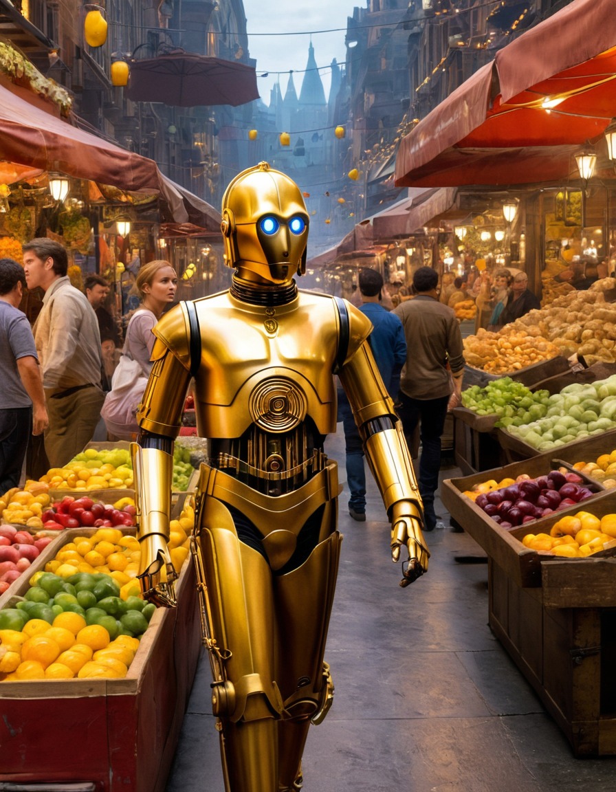 star wars, c-3po, droid, marketplace, adventure, sci-fi, robots, games, movies