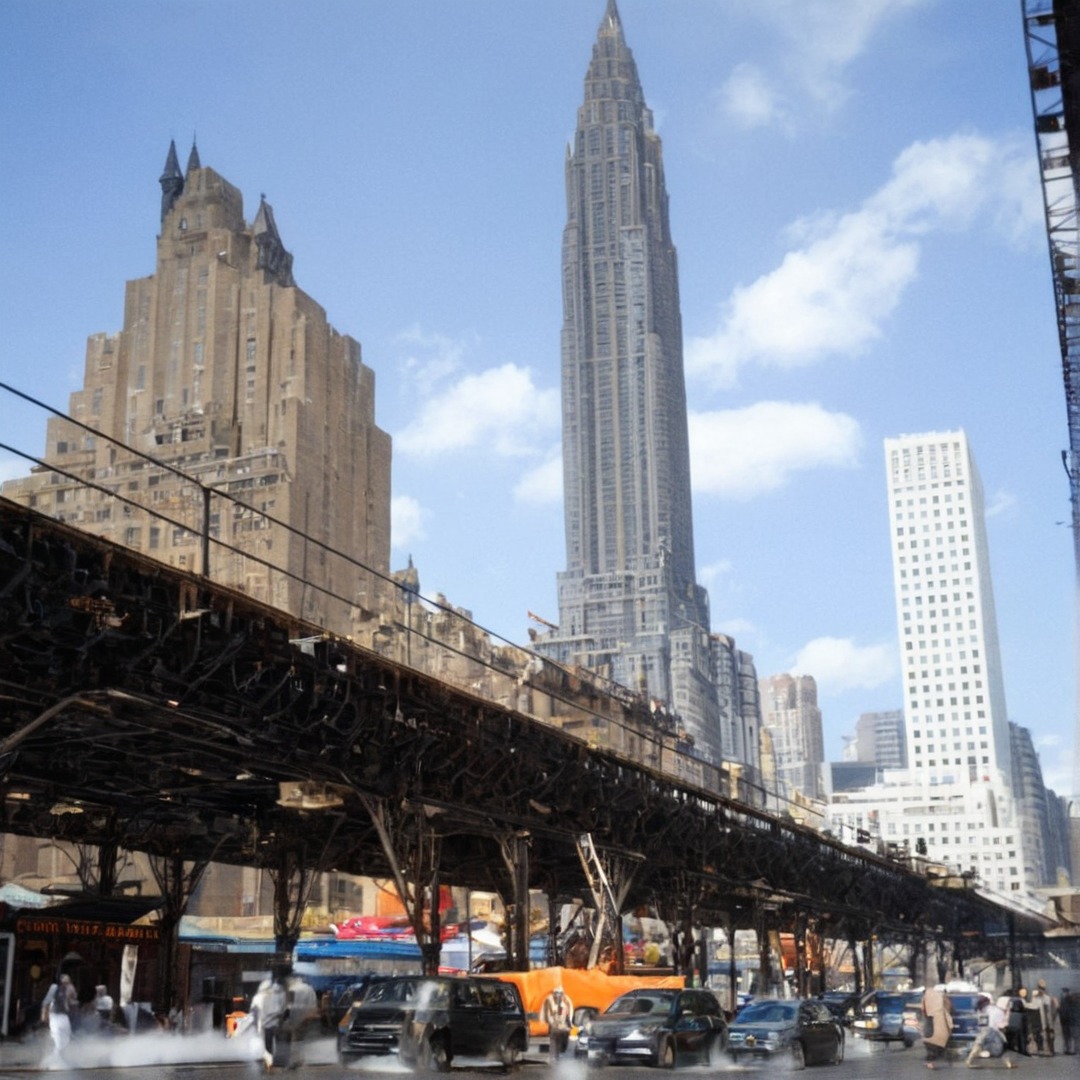 vintage new york, 1950s, 3rd avenue el, third ave. el, chrysler building, irt elevated, 1950s in color, nyc subway, elevated train, vintage nyc, kodak slides