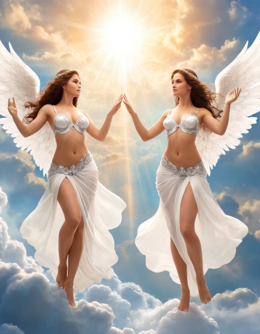 heaven, angels, guiding souls, serene journey, afterlife, spirituality