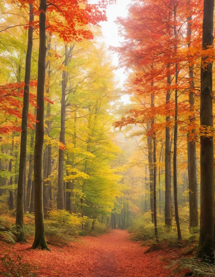 nature, autumn, foliage, forest, trees, colorful