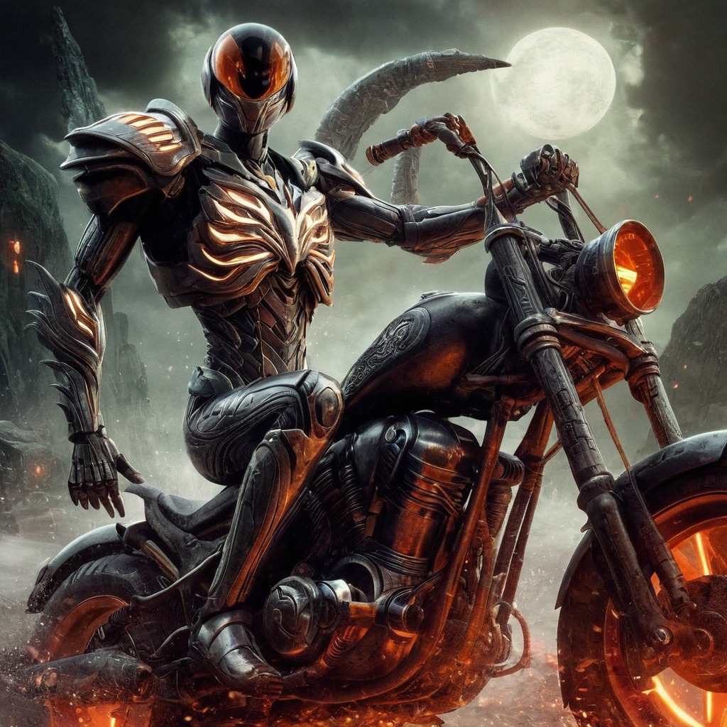 motorcycle, digitalart, cartoon, horror, skull, fanart, characterdesign, warrior, digitalpainting, spookyscaryskeletons