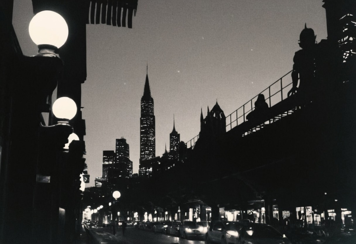 vintage new york, 1950s, elliott erwitt, nyc, nyc at night, glittering nyc, elevated tracks, city at night