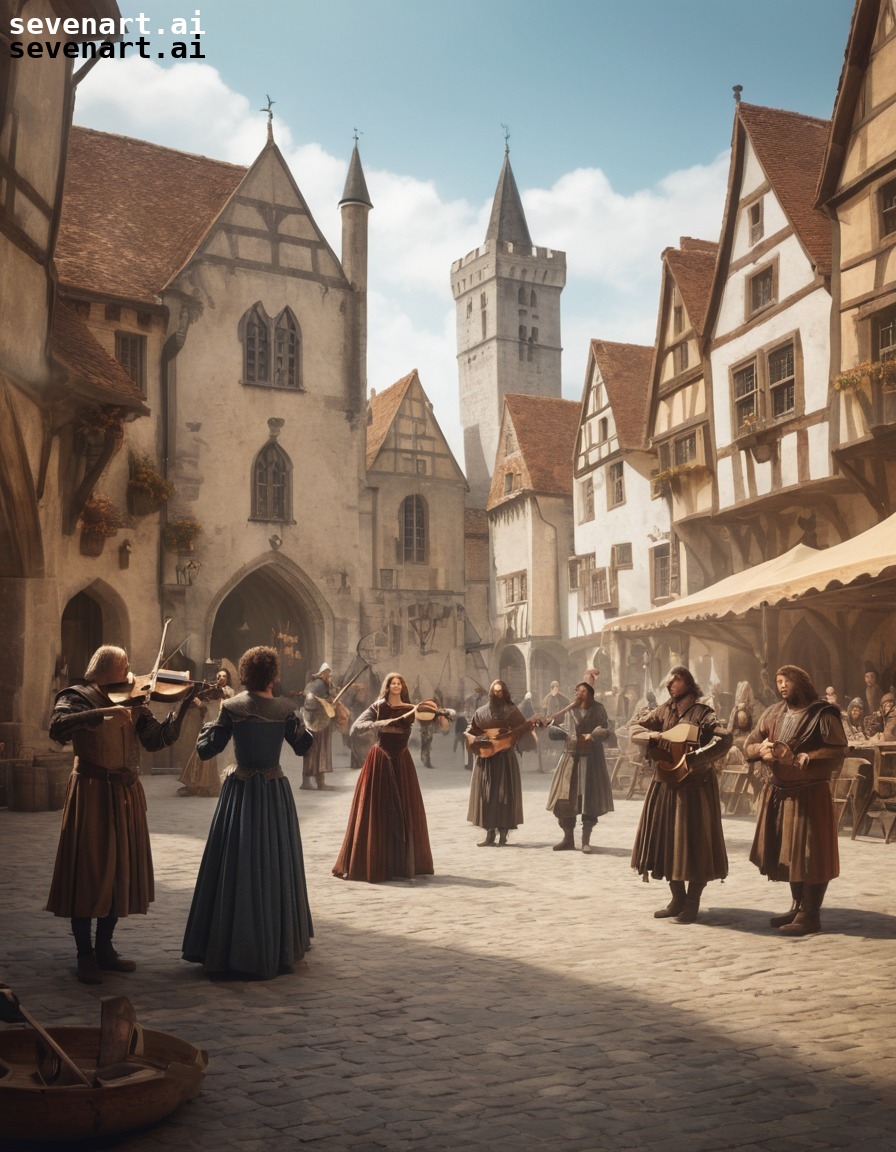 music, performance, medieval, town square, troubadours, middle ages