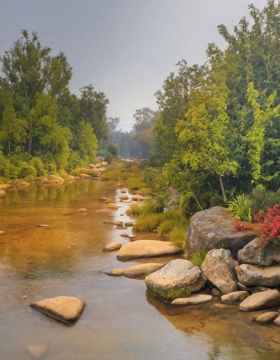 landscapepainting, oilpainting, river