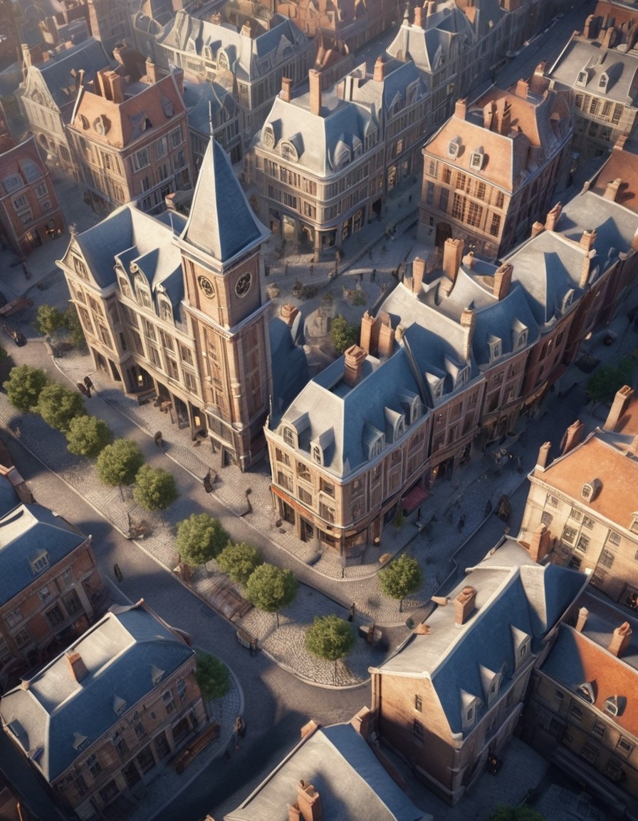 victorian architecture, cityscape, aerial view, cobblestone streets, european city, architecture